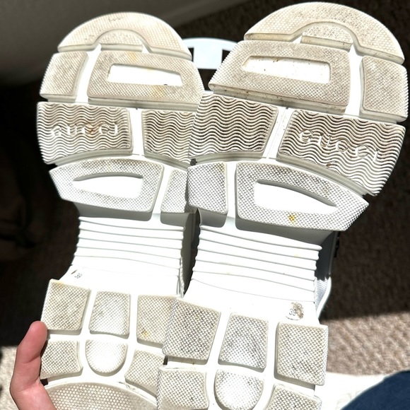Gucci White Leather Reflective Chunky Sneakers Lug Sole 8.5 - Picture 2 of 7